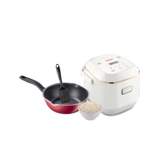 Tefal Wonderful Meal Set หม้อหุงข้าวไฟฟ้าดิจิตอล รุ่น RK6011TH 0.7L + Tefal กระทะก้นลึกขอบหยัก 24 ซม. พร้อมตะหลิว