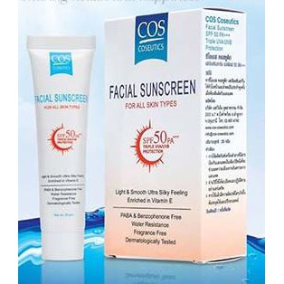 COSEUTICS - FACIAL SUNSCREEN SPF50 PA+++ (20G.) PABA Benzophenone เนื้อบางเบา แห้ง สบาย ไม่ทื้งคราบ