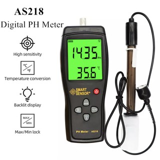 พร้อมส่ง Smart Sensor AS218 Digital PH Meter เครื่องทดสอบความเป็นกรดช่วง 0.00 ~ 14.00pH สําหรับวัดน้ำPHความเป็นกรด