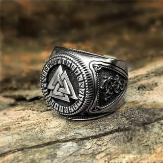 Mens Viking Odin alloy ring Valknut Futhark magic ladder ring Nordic charm