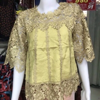 เสื้อลูกไม้พรีเมี่ยม แขนสามส่วน คอกลม ทรงA มาใหม่ล่าสุด อก 38”/40”/42”44”/46”