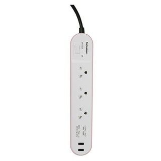รางปลั๊กไฟ 3ช่อง 1สวิตซ์ 2USB PANASONIC 3 ม. สีชมพู