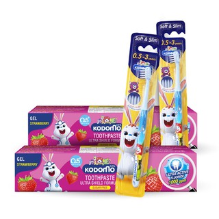 KODOMO แปรงสีฟันเด็ก โคโดโม ซอฟท์ แอนด์ สลิม 0.5-3 ปี x2 + ย…