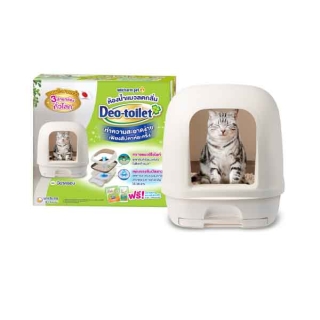 [ลด150โค้ดUNICP5SBD] Unicharm Pet Deo toilet ห้องน้ำแมวลดกลิ่น แบบมีฝาครอบ พร้อมแผ่นรองซับแมวลดกลิ่น รีฟิล 4แผ่น
