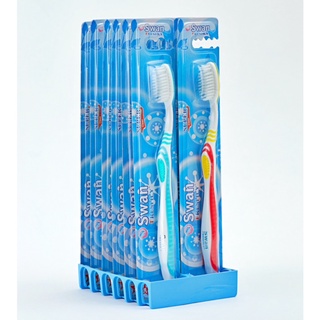 แปรงสีฟัน​ แพ็ค​ 12 ด้าม Swan Freshly 884 | ขนแปรงนุ่ม ปลายเรียว 0.01 mm ราคา​ 9​ บาท/ด้าม | Soft Toothbrush SF884