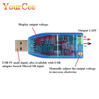 โมดูลควบคุมแรงดันไฟฟ้า LED DC-DC 5V เป็น 24V 1-24VDC USB ปรับได้