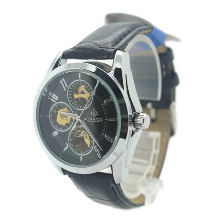 Debor นาฬิกา สายหนัง หน้าสีดำ (Automatic Movements) - DA012 (Black)