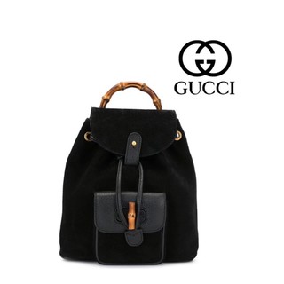 💕Gucci Bamboo Backpack แท้ 💯 Mini หนังกลับ