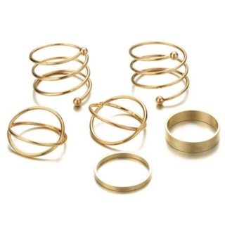 R06 : Spiral Design Layered Ring Set 6 pcs เซ็ทแหวน 6 ชิ้น