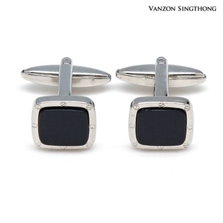 (เก็บโค้ดส่วนลดหน้าร้านลด50฿) Vanzon Singthong คัฟลิ้งค์ Onyx Rodium Cufflinks CL50003