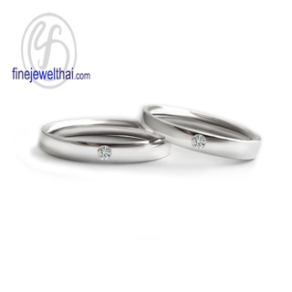 Finejewelthai-แหวนคู่-แหวนเพชร-เพชรแท้-แหวนหมั้น-แหวนแต่งงาน-Diamond-Silver-Couple-Ring-RC1412di