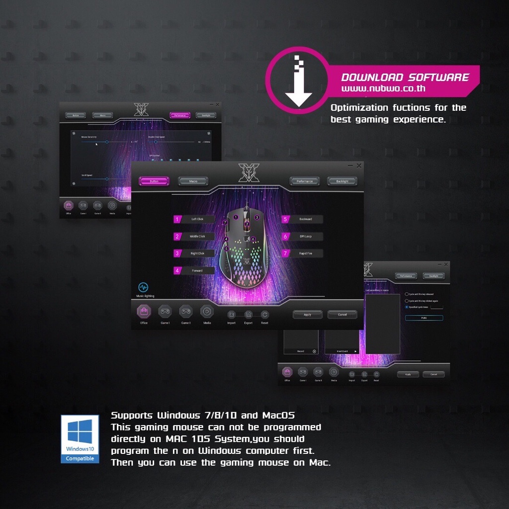 เมาส์มาโคร NUBWO X42 SOLAKA RGB Mouse Macro เมาส์เกมมิ่ง ประกันศูนย์ 2 ปี