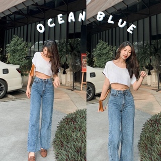 🌸GW🌸 รุ่น Ocean Blue สีอ่อน กางเกงยีนส์ขายาวทรงกระบอก