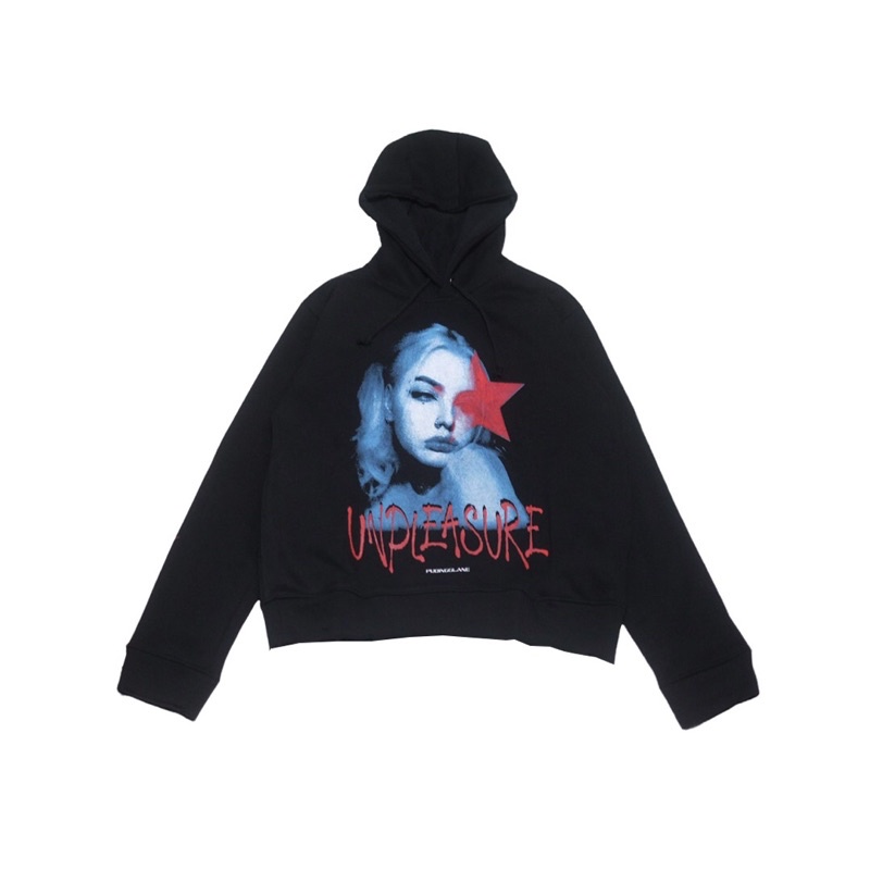 Puddinglane Crop Hoodie Unisex ผู้ชายผู้หญิงแขนยาว Oversize เสื้อกันหนาว Viola