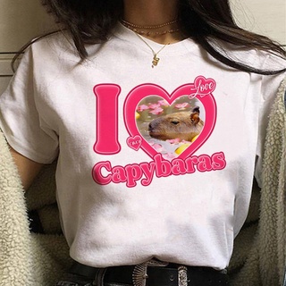 Capybara เสื้อยืด พิมพ์ลายกราฟฟิคอนิเมะ กรันจ์ สุนทรีย์ แฟชั่นฤดูร้อน สําหรับผู้หญิง 2022