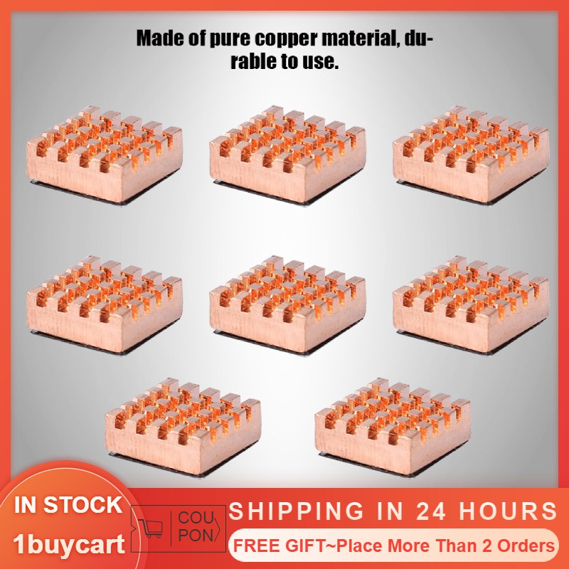 [1ซื้อ] 8 ชิ้นทองแดงบริสุทธิ์ RAM Heat Sink Cooling Fin Heat Sink ผลิตภัณฑ์อิเล็กทรอนิกส์
