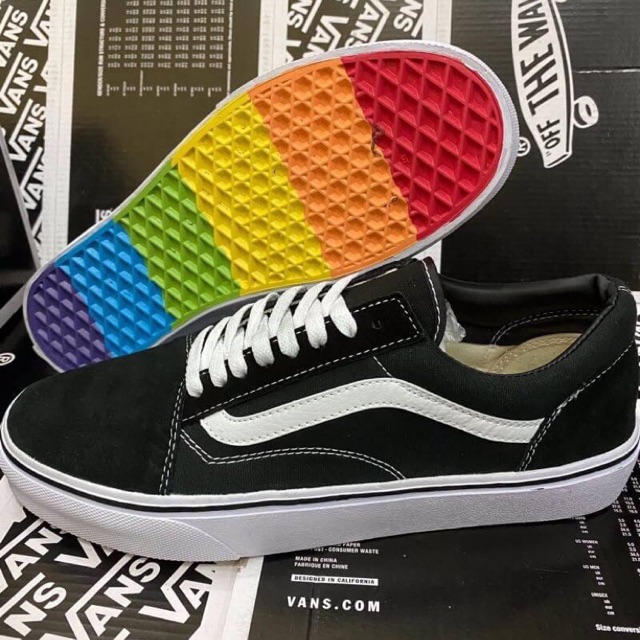 vans old skool rainbow black