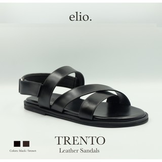 “ELORGL9” ลด 65. elio originals - รองเท้าแตะหนังแท้ รุ่น Trento (unisex) สีดำ Black