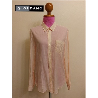 Giordano Brand_2nd hand เสื้อเชิ้ต​ผ้าบางแขนยาวผ้าฝ้าย​ 100​% Size M แท้มือสองกระสอบนำเข้า​ (made in China 🇨🇳)