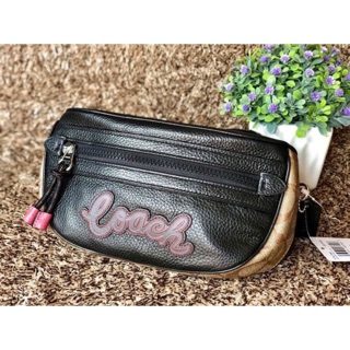 VALE BELT BAG WITH SIGNATURE CANVAS DETAIL F76748 KHAKI BLACK MULTI/SILVER   Size : 9 1/4" (L) x 5" (H) x 1 3/4" (W)