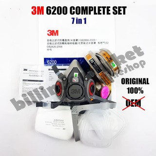 PROMO ORIGINAL 3M 6200 3M Half Facepiece Respirator Half Gas Mask Medium Masker