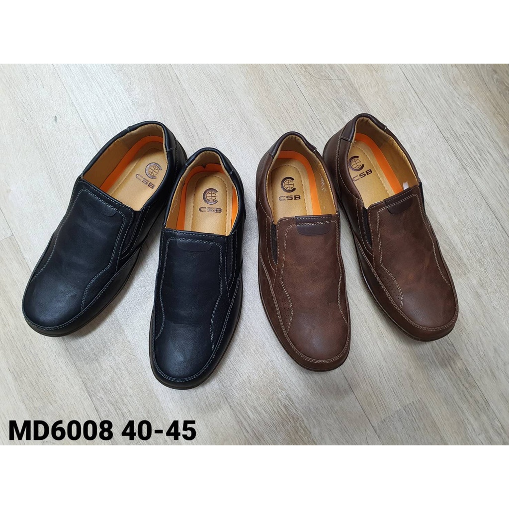 MD6008รองเท้าหนังลำลองผู้ชายมี2สีดำน้ำตาลเหมาะกับคนมีหน้าเท้า