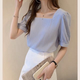 💋 เสื้อแฟชั่นผู้หญิงแบบสวยหวาน มี2สีฟ้า ขาว