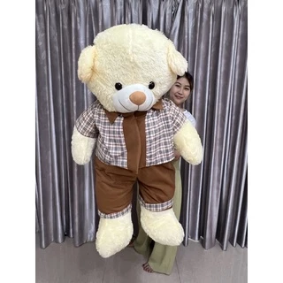 ตุ๊กตาหมีใส่ชุดลายสก็อต ตัวใหญ่ขนาดประมาณ 120 ซม มี 2 แบบ 2 สีให้เลือก ตัวนุ่ม ขนนิ่ม