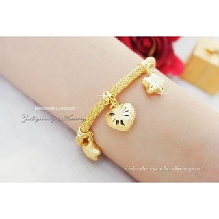 สร้อยข้อมือหัวใจ​หุ้มทองคำแท้ 5 ไมครอน