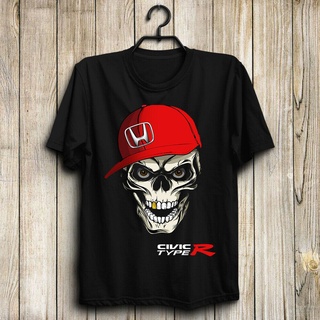 เสื้อยืดแขนสั้น ผ้าฝ้าย 100% แบบแห้งเร็ว พิมพ์ลาย Hondaa Civic Type R Skull Fk8 Fk2 Fd2 Fn2 Ep3 สําหรับผู้ชาย