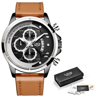 LIGE Mens Watches Top Luxury Brand Fashion Sport Watch Men Waterproof Quartz Clock Army Military Leather