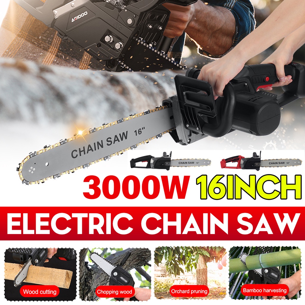 3000ว 16นิ้วเลื่อยโซ่ไฟฟ้าไร้สายมอเตอร์ไร้แปรงเลื่อยไฟฟ้าเครื่องมืองานไม้