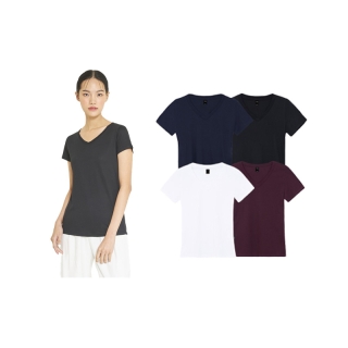 Yuedpao เสื้อยืดผู้หญิงคอวี ทรงเข้ารูป ไม่ย้วย ไม่หด ไม่ต้องรีด ใส่สบาย basic color เสื้อยืดสีพื้นคอวีผู้หญิง สี Basic