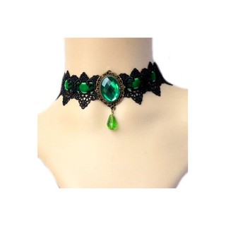 TANITTgems Vintage Green Sapphire French Lace short Necklace