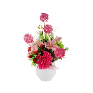 กระถางดอกไม้ชุดอัลเลี่ยมประดิษฐ์ ฟ้าและดอกไม้ 34 ซม. สีชมพู ARTIFICIAL ALLIUM IN POT SKY AND FLOWER 34CM PINK