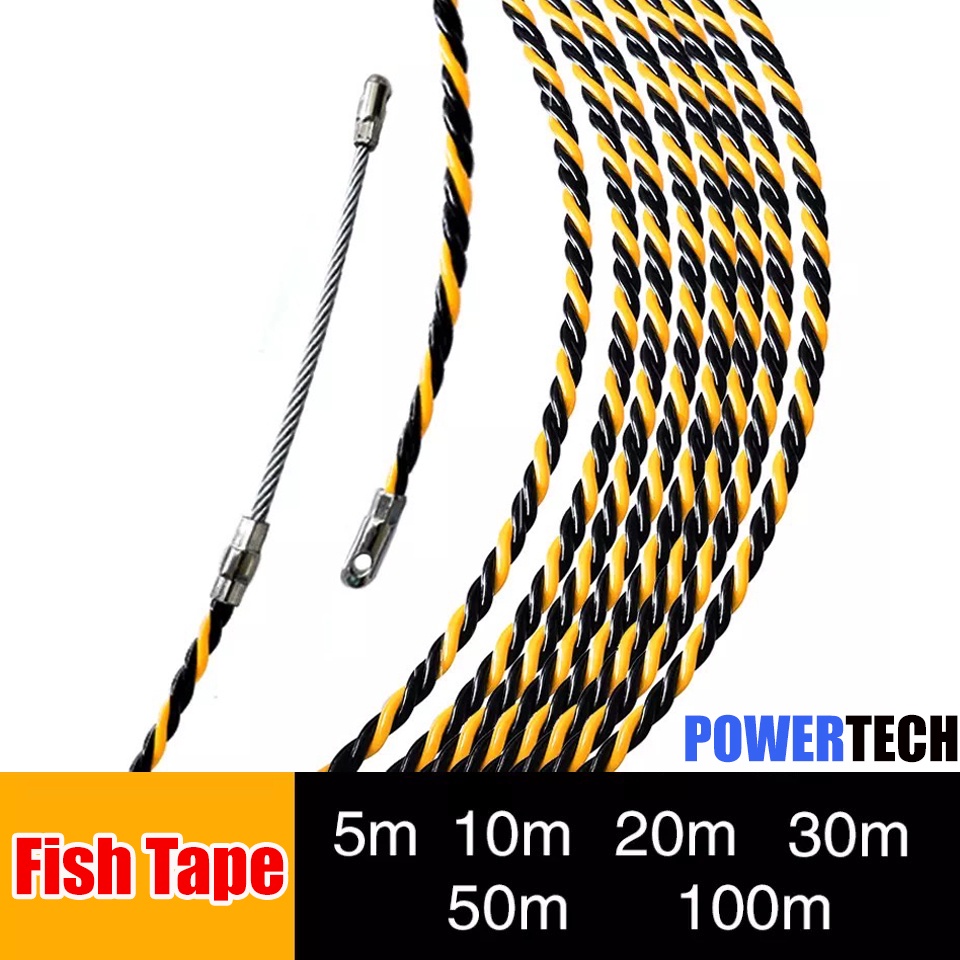 Fish Tape ฟิตเทป ดึงสายไฟในท่อ ความยาว 10 15 20 25 30 50 M แถมตะกร้อ Shopee Thailand