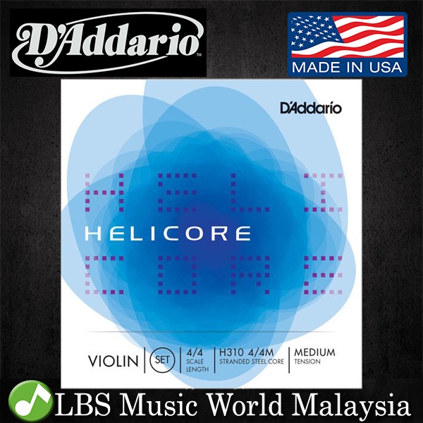 D'ADDARIO Daddario H310 4/4M Helicore ชุดสายไวโอลินความตึงเครียดปานกลาง 4/4 Scale String Daddario (H