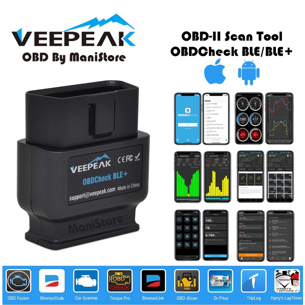 Veepeak OBDCheck BLE OBD2 Bluetooth Scanner Auto OBD II Diagnostic Scan  Tool for iOS & Android, BT4.0 Car Check Engine