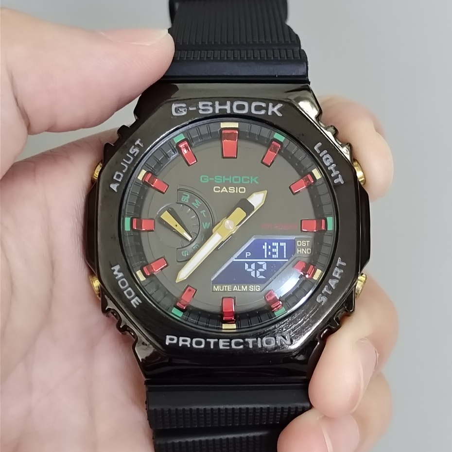 นาฬิกาเหล็ก GM-2100 ชุดสแตนเลสกีฬานาฬิกา GM-210GM-2100CH-1AJF Bezel Classic Gm2100 สี unisex นาฬิกาก