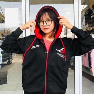 เสื้อแจ็กเก็ต Asus Rog มีฮู้ด สีแดง