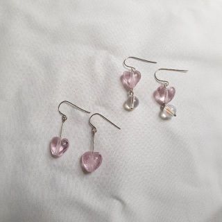 ต่างหูหัวใจ แก้วทรงหัวใจ Glass heart earrings