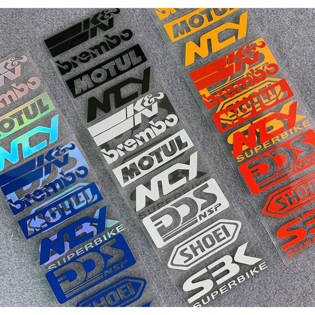 สะท้อนแสง KN brembo MOTUL NCY DDS SHOEI SBK รถจักรยานยนต์สติกเกอร์หมวกกันน็อคจักรยาน Decal รถสไตล์ไวนิลตกแต่ง