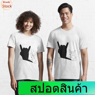 เสื้อยืดกีฬา Rabbit Rock and Roll Hand Shadow Essential T-Shirt Mens Womens T-shirts