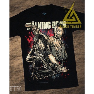 BT 50 The walking Dead เสื้อยืด สีดำ BT Black Timber T-Shirt ผ้าคอตตอน สกรีนลายแน่น เสื้อยืดแขนสั้น