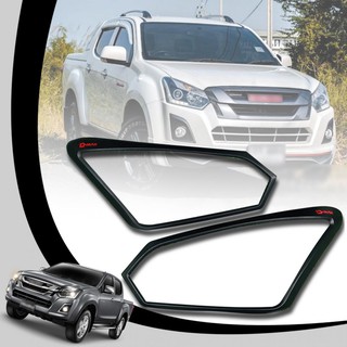 ครอบไฟหน้า กันรอยไฟหน้า รุ่น อิซูซุ ดีแม็กซ์ ISUZU D-MAX DMAX ปี 2015 - 2018 สีดำด้าน โลโก้แดง 2 ชิ้น