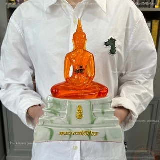 พระบูชาหลวงพ่อโสธร พระพุทธรูปตั้งบูชาขนาดหน้าตัก5นิ้ว ฐานหินอ่อนลายหยกสีมงคลประจำวันเกิด ภายในบรรจุพระแก้วมรกต