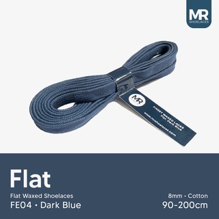 Mr Shoelaces FE04 Dark Blue (สีน้ําเงินเข้ม) - เชือกผูกรองเท้าเคลือบ 8 มม. เชือกผูกรองเท้าแบน 90 ซม. 100 ซม. 120 ซม. 150 ซม. 200 ซม. - สําหรับเชือกผูกรองเท้าผ้าใบ - เชือกผูกรองเท้าพรีเมี่ยม