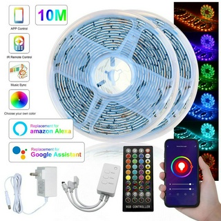 5/10m  5050 RGB IP67 waterproof Smart WiFi LED Strip Lights Compatible with Alexa Google Home Programmable  LED Music Light Strip App Control with Remote for Home Kitchen TV Party IP67 Waterproof 16ft