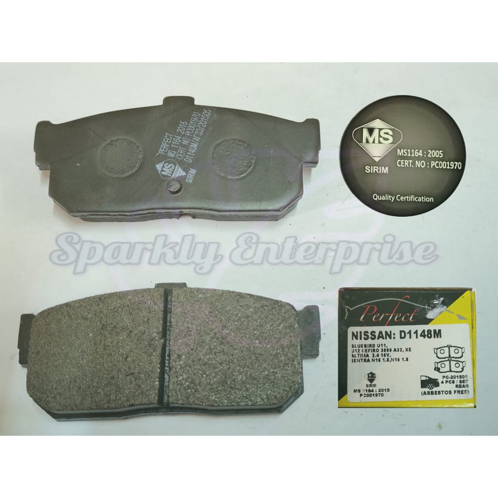 ผ้าเบรคหลัง D1148 NISSAN BLUEBIRD U11 , U12 , CEFIRO 3000 A32 , ALTIMA XE 2.4 16V , SENTRA N16 1.8 ,