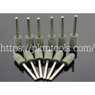 PKMTools ลูกยางขัดเงา สีเขียวจุดน้ำตาล GR แกน 6 mm. ทรงกระบอก DA เหล็กชุบแข็ง งานแม่พิมพ์ อลูมิเนียม